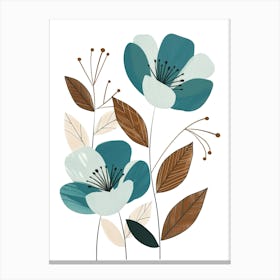 Flowers In Blue And Brown Canvas Print