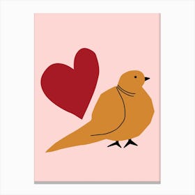 A Bird And A Heart Canvas Print