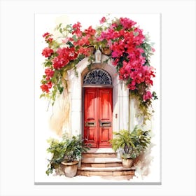 Palermo, Italy   Mediterranean Doors Watercolour Painting 2 Canvas Print