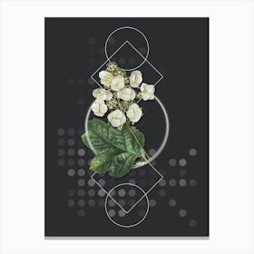 Vintage Oakleaf Hydrangea Botanical with Geometric Line Motif and Dot Pattern n.0385 Canvas Print