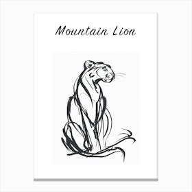 B&W Mountain Lion Poster Canvas Print