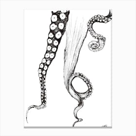 Black and White Octopus Tentacles Canvas Print
