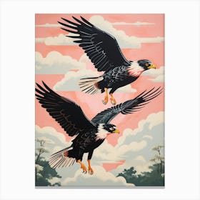 Vintage Japanese Inspired Bird Print Crested Caracara 1 Canvas Print