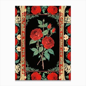 Red Roses In A Frame Canvas Print