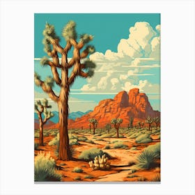  Retro Illustration Of A Joshua Trees In Mountains 2 Canvas Print
