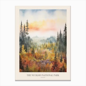 Autumn Forest Landscape The Nuuksio National Park Finland Poster Canvas Print