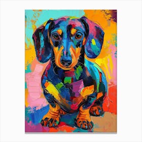Dachshund dog colourful painting 1 Canvas Print