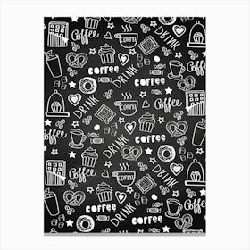 Seamless Pattern With Coffee Doodles - kitchen art, kitchen poster 1 Canvas Print