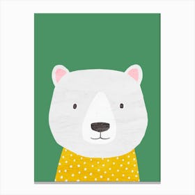 Polar Bear Green Canvas Print