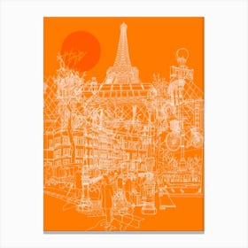 Paris! (Orange) Canvas Print