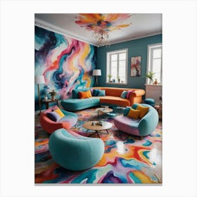 Abstract Expressionist Living Room Interior Lienzo