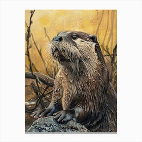 Otter Pastel Watercolour 4 Canvas Print