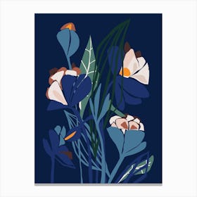Florals At Night Modern Illustration Canvas Print