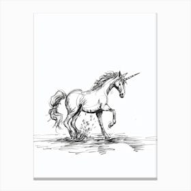 Unicorn Black & White Illustration 3 Canvas Print
