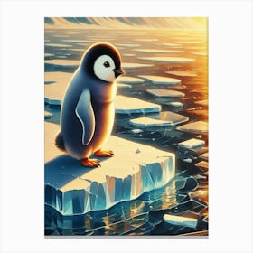 Penguin On Ice 1 Canvas Print