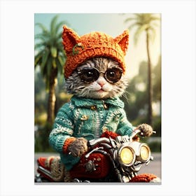 Cat On A Motorcycle Canvas Print