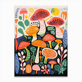 Colorful Matisse-style Mushrooms And Plants Art Print Canvas Print