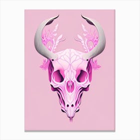 Animal Skull Pink 2 Line Drawing Canvas Print