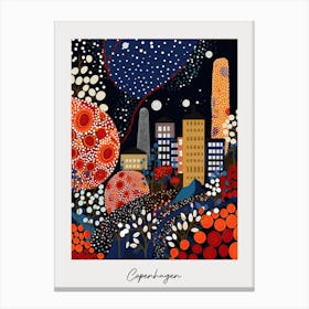 Poster Of Copenhagen, Illustration In The Style Of Pop Art 1 Canvas Print