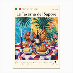 La Taverna Del Sapore Trattoria Italian Poster Food Kitchen Canvas Print