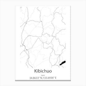 Kibichuo,Japan Minimalist Map Canvas Print