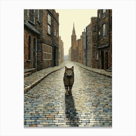 Mosaic Cat Walking Through The Street Canvas Print