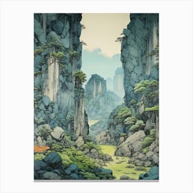 Akiyoshido Cave In Yamaguchi, Ukiyo E Drawing 2 Canvas Print