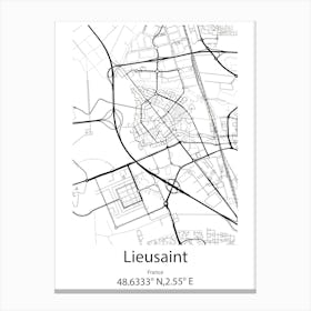 Lieusaint,France Minimalist Map Canvas Print