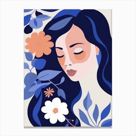 Illustration Of A Woman With Flowers Canvas Print