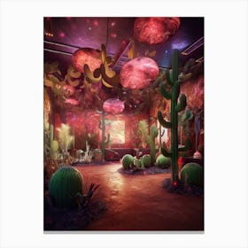 Cacti Room With Disco Balls 3 Canvas Print