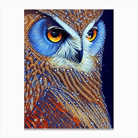 Owl Pointillism Bird Canvas Print
