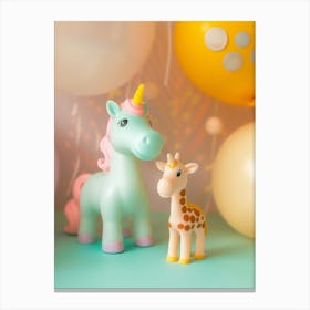 Pastel Toy Unicorn & Toy Giraffe 2 Canvas Print