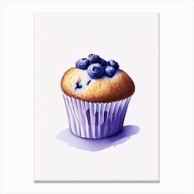 Blueberry Muffin Dessert Retro Minimal 1 Flower Canvas Print