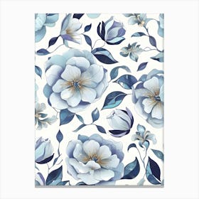 Blue Floral Pattern Canvas Print