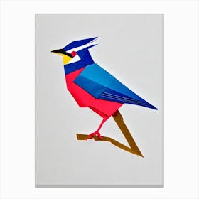 Blue 1 Jay Origami Bird Canvas Print