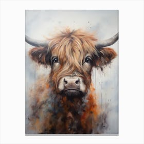 Brushstroke Portrait Of Highland Cow 1 Canvas Print