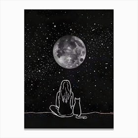 Moon And Cat Canvas Print