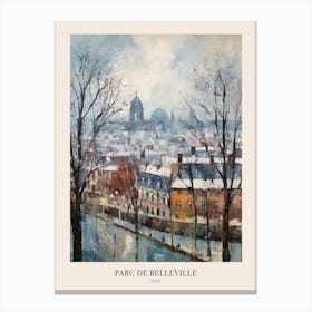 Winter City Park Poster Parc De Belleville Paris France 1 Canvas Print