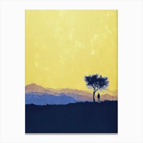 Silhouette Of A Lone Tree, Minimalism Canvas Print