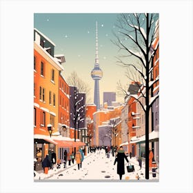 Retro Winter Illustration Berlin Germany Canvas Print