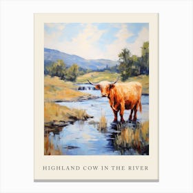 Highland Cow In The River Canvas Print
