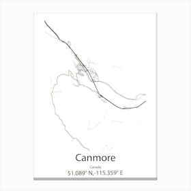 Canmore,Canada Minimalist Map Canvas Print