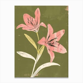 Pink & Green Lily 2 Canvas Print