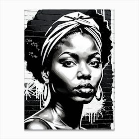 Vintage Graffiti Mural Of Beautiful Black Woman 60 Canvas Print