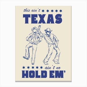 Texas Hold Em' Print In Blue and Cream Canvas Print