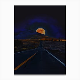 Night Road Under The Moon Canvas Print