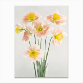 Bunch Of Daffodils Flowers Acrylic Painting In Pastel Colours 5 Canvas Print