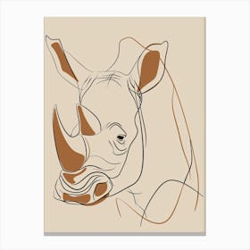 Rhino - Boho, Line Art 1 Canvas Print