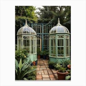 Greenhouses In The Garden Canvas Print