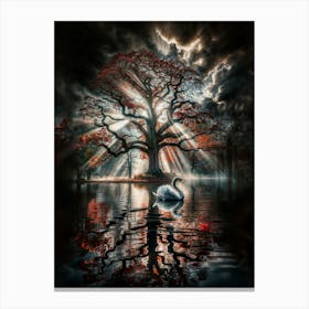 Swan And Tree 2 Canvas Print